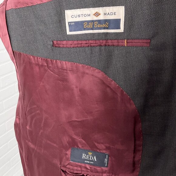 Joseph Abboud Blazer Men 56R‎ Gray Bespoke Birdseye Reda Super 130s Wool Jacket - Picture 8 of 16